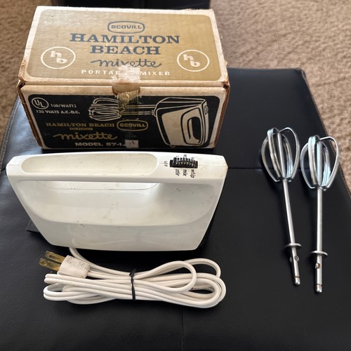 Vintage Scovill Hamilton Beach Mixette Portable Mixer White Model 87-1 (Works)