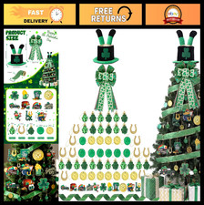 St. Patrick's Day Tree Ornaments  Decorations - Shamrock Bow, Coins, Wreath Top