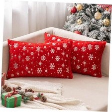Set of 2 Christmas Decorative Throw Pillow Covers 20" x 12" Pack of 2 Red