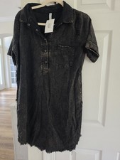 Zenana Tencel Mineral Washed Collared Shirts Dress Medium NWT