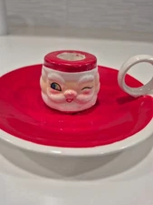 Vintage 1960 Holt Howard Winking Santa Claus Christmas Candle Holder