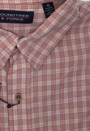Roundtree and Yorke, Men's Short Sleeve Shirt, Berry Red, Plaid, XL - Bild 3 von 3