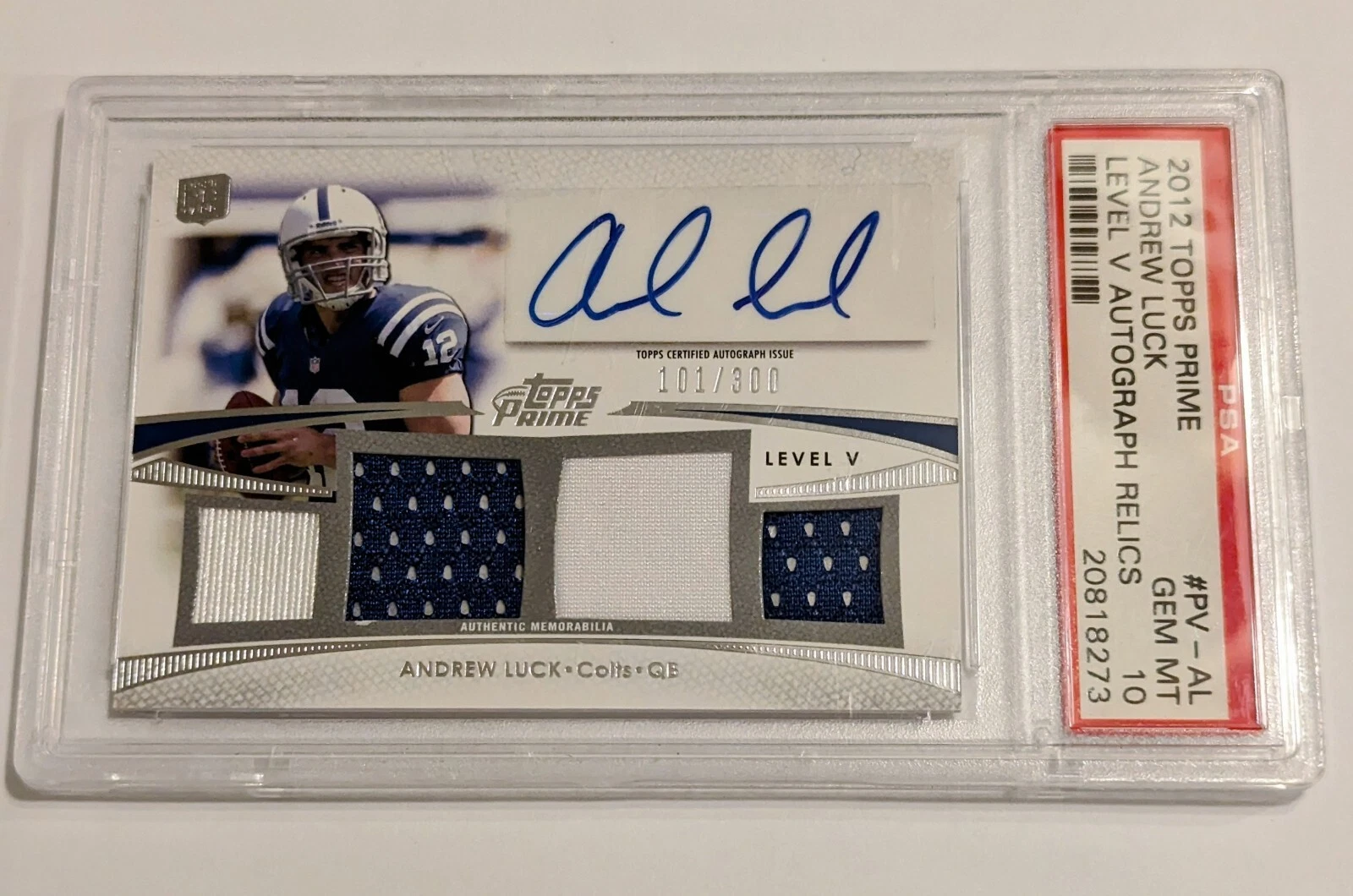 Andrew Luck Topps Prime Level V Autograph Relics #PVAL Base