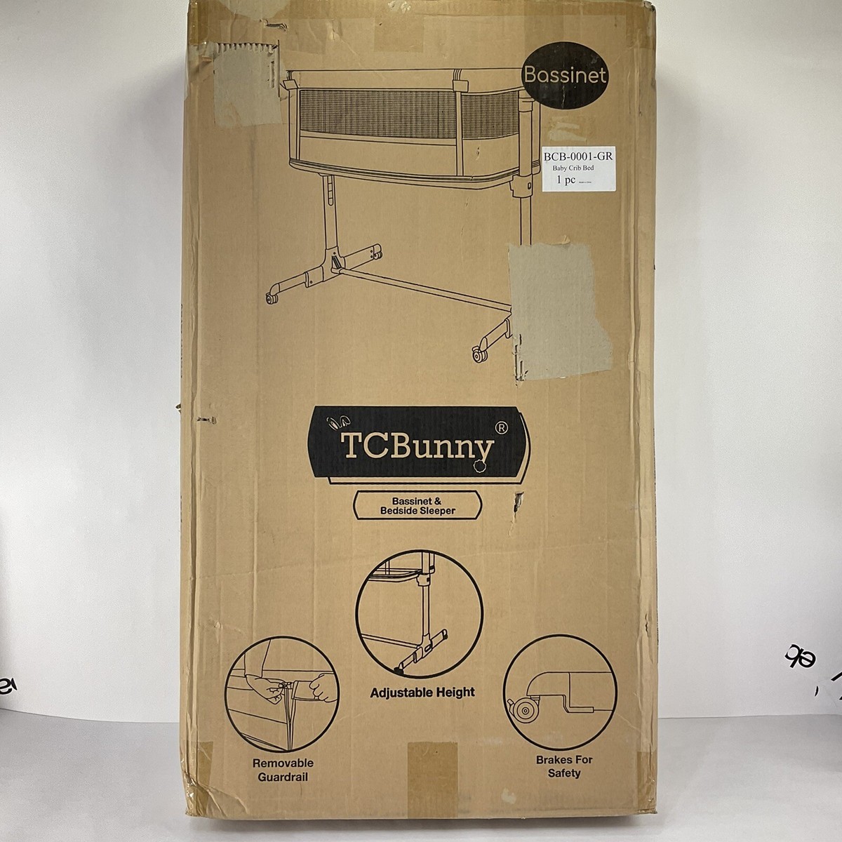 TCBunny 2-in-1 Baby Bassinet & Bedside Sleeper Adjustable
