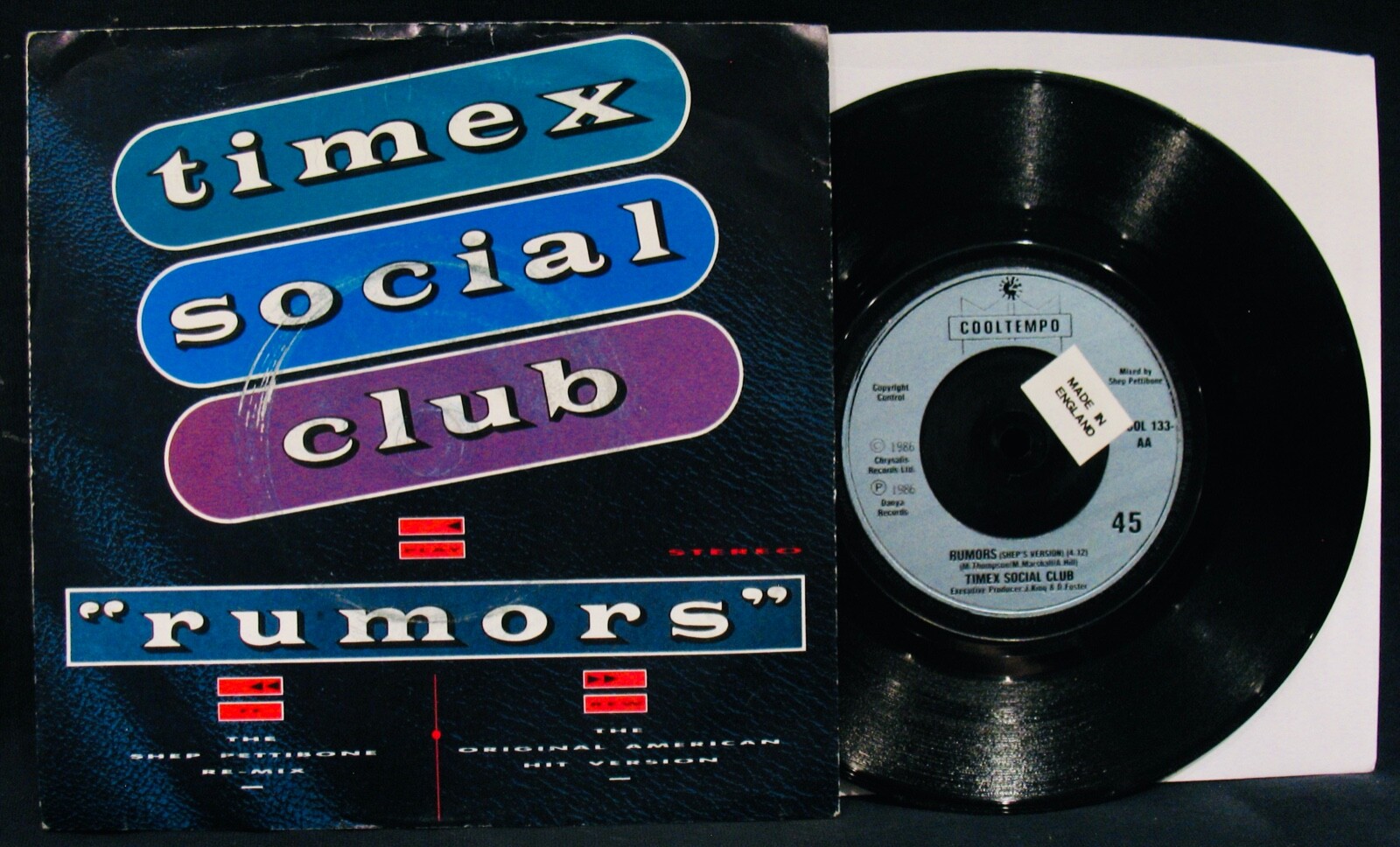 TIMEX SOCIAL CLUB~Rumors~Funk & Soul 45 w/P/Sleeve~COOLTEMPO Records~UK Pressing