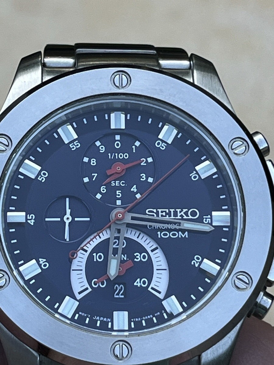 Seiko Watch 7T82-A0T0 Chronograph - Excellent w/ New Battery & Box