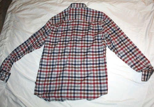 James Tattersall Shirt Mens Large 16.5 Button Up Long Sleeves Blue Red Plaid - Picture 2 of 3