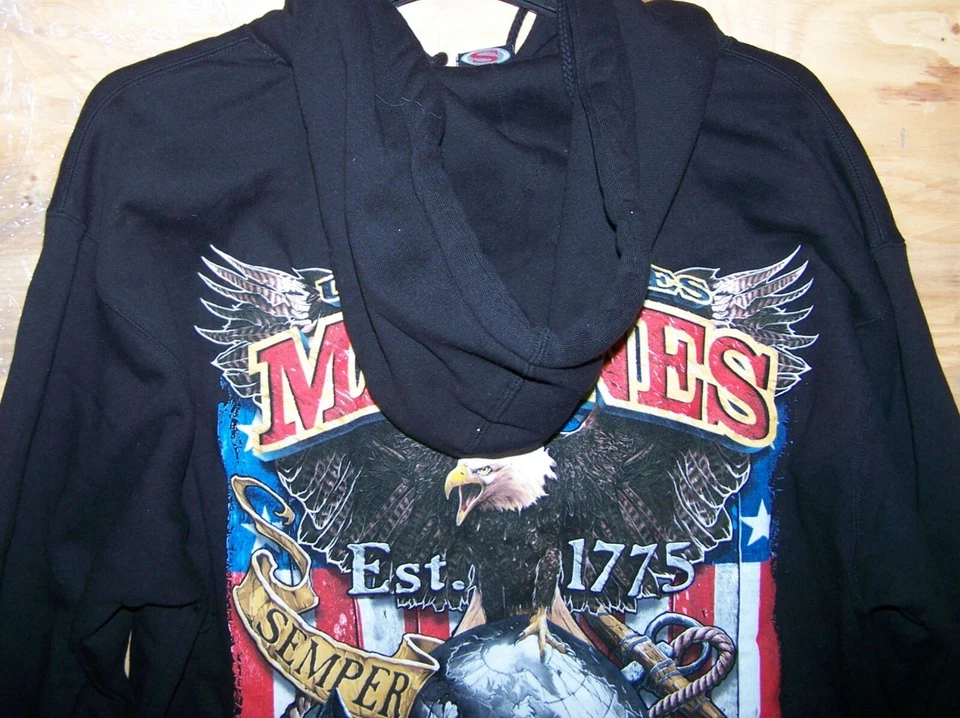 USMC Fighting Eagle Sweatshirt Hoodie - Men's Size Large - FREE Shipping  - Image 2 of 4