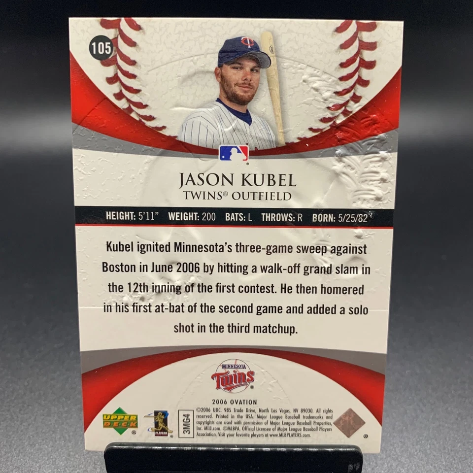 2006 Upper Deck Ovation Baseball #105 Jason Kubel Rookie /999 Minnesota Twins - Image 2 of 2