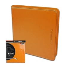 BCW Orange Gaming Card Z-Folio Zippered LX Leatherette Album w/ 12 Pocket Pages
