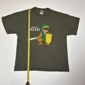 The Legend of Zelda Mens Large T-Shirt Green Nintendo NES Gamer Tee LOZ Y2K