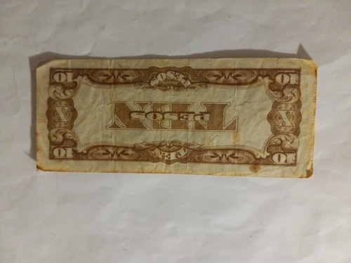 THE JAPANESE GOVERNMENT TEN PESOS BANKNOTE Vintage Currency 10 Pesos 240 - Picture 6 of 7