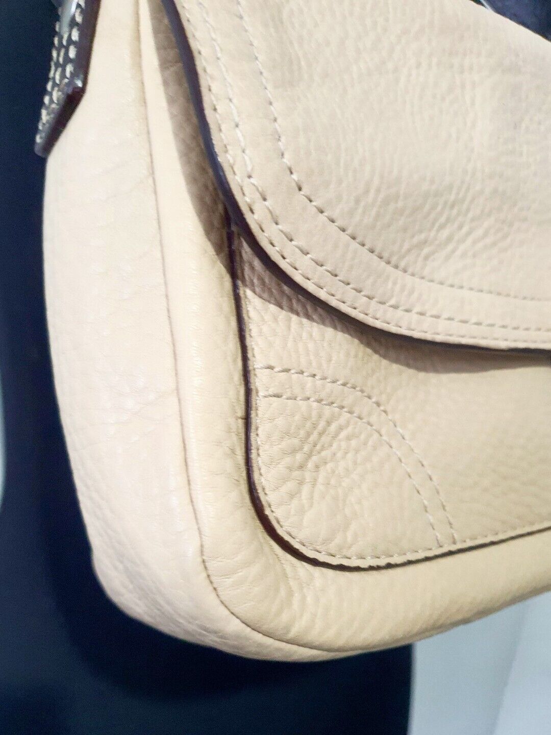 Coach Cream Pebble Grain Leather Flap Shoulder Ba… - image 3