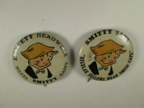(2) Different SMITTY Regular Fellows Cap Hat Advertising Pinback Buttons 1 1/4" - Picture 4 of 7