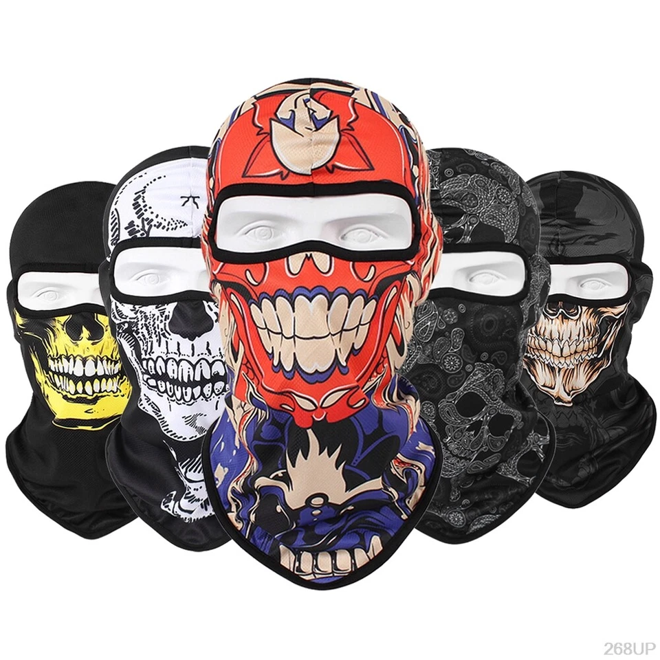 Tactical Skull Ghost Printed Full Face Mask Balaclava Halloween Ski Motorcycle - Image 4 of 4