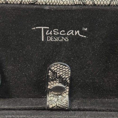 Tuscan Designs Travel Jewelry Case Black Lace Hard Roll Snap Close Velvet Inside - Picture 6 of 9