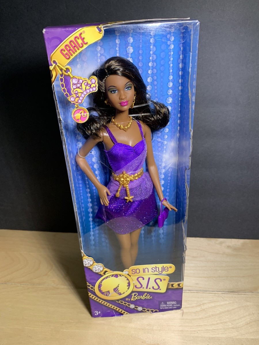 RARE Barbie So In Style S.I.S. Grace Doll Purple Glitter Dress By 