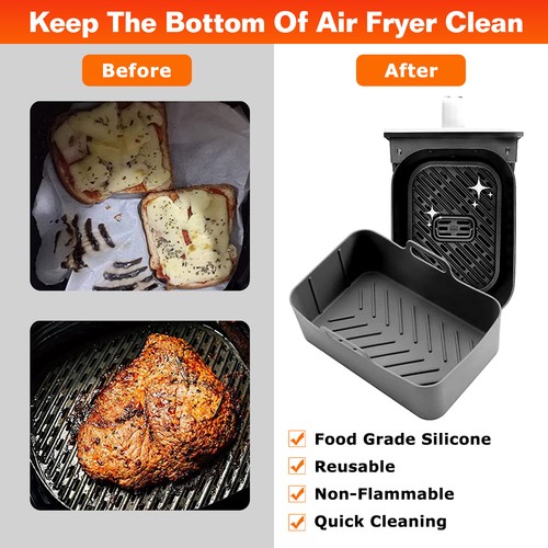 3Pcs 8in Reusable Air Fryer Silicone Pot with Handle for 5 QT to Bigger Easy Use - Picture 5 of 14