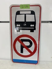 Retired Street Road Traffic Sign - No Parking Bus Stop 12"X24" 2-14