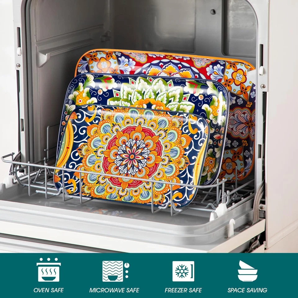 Juego de 3 bandejas rectangulares de 16"/14"/12" pulgadas - Plato para servir extra grande,,, Foto 4 de 4