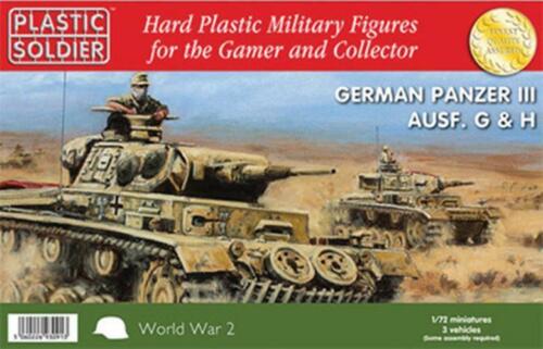 PLASTIC Soldier Company 1:72 SECONDA GUERRA MONDIALE 3 x Tedesco Panzer III scala PSC WW2V20010