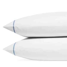 Matouk Bergamo Sheets King Pillowcases White/Hazy Blue