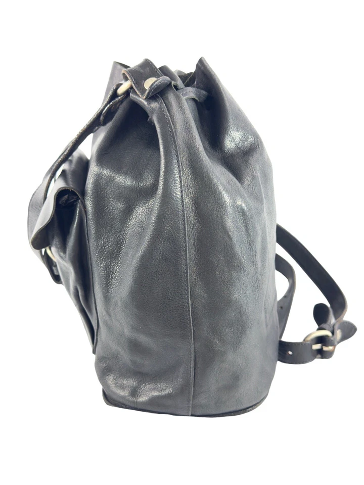 Bolso de Mano IL BISONTE W.A DI FILIPPO Cuero Negro con Cordón Hecho en Italia Foto 3 de 4