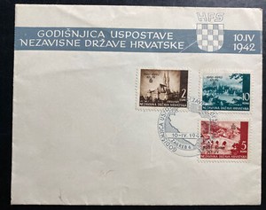 1942 Zagreb Croatia First Day Cover Sc#49-51 1st Independence Anniversary Overpr