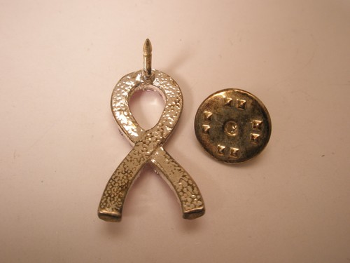 Breast Cancer Awareness Rhinestone Pink Ribbon Vintage Tie Tack Lapel Pin v112 - Picture 6 of 6