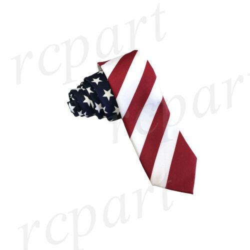 Nuevo Poly Estampado Para Hombre Delgado 2.5" Cuello Corbata Novedad Bandera Americana Rojo Blanco Azul - Imagen 1 de 3