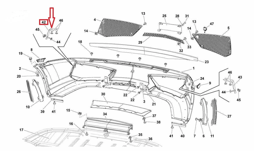 Левый кронштейн переднего бампера 2010-2014 Lamborghini LP560 Gallardo 400807193A оригинальный производитель оборудования - Изображение 2 из 4