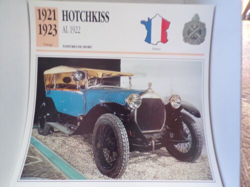 FICHE carte CARD voiture auto france hotchkiss al 1922 1921.1923 - Photo 1/1