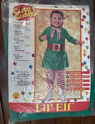 Vintage NOS Rubie's Cute & Cuddly Santa's Helper ''Lil' Elf'' Infant 0-1 Years
