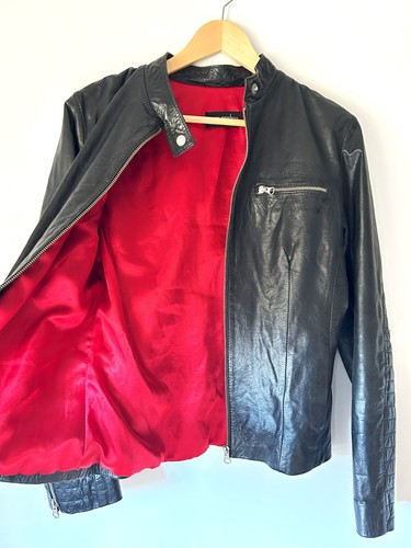 MARU GUERBERG Black Genuine Leather Moto Biker Jacket XS - Picture 2 of 10