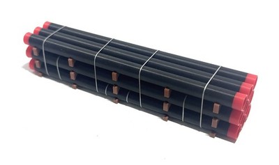 1:87 HO Scale 40ft Blk/Red tipped Tall stack Pipe-Flatcar / Gondola Freight Load