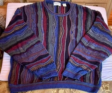 Norm Thompson XXL Abstract Coogi Style Cosby Hip-Hop 3D Textured Sweater VTG