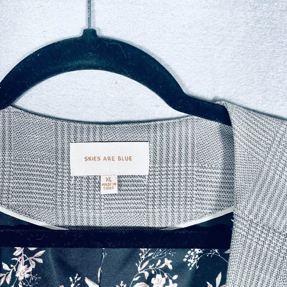 Blazer Skies are Blue para mujer XL gris elástico manga 3/4 pata de gallo chaqueta abierta Foto 4 de 4