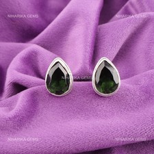 Green Tourmaline Stone 925 Silver Business Formal Mens Gifts Cufflinks Jewelry