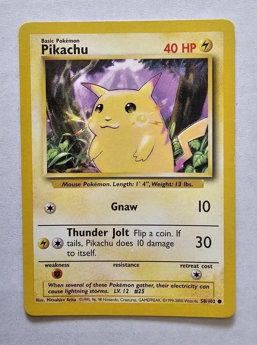 ピカチュウポケモンカード　アメリカ版　58/102 初代　HP40 Pikachu 058/102 Base Set for sale | eBay