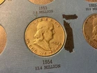 Ben Franklin 1954 (set 3 coins) P, D, S Half-Dollars