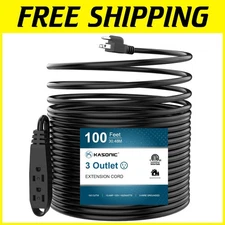 100ft 3-Outlet Grounded Extension Cord, Indoor/Outdoor