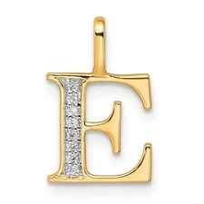 14k Yellow Gold Diamond Letter E Initial Pendant Perfect Gift for Her