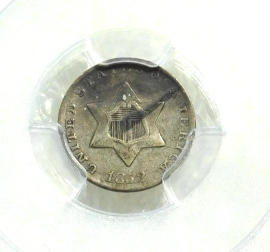 1852 Three 3 Cent Silver PCGS VF35 Just Graded Brand New Holder #SB86 - Image 2 of 4