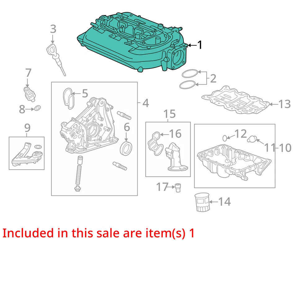 Se adapta a Honda Pilot Ridgeline 2016-2022 3,5 tracción delantera colector de admisión de aire superior OEM Foto 4 de 4