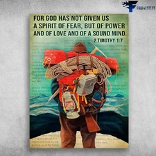 Hiking Man, Hiking Poster, Canvas � For God Has Not Given Is, A Spirit Of Fea...