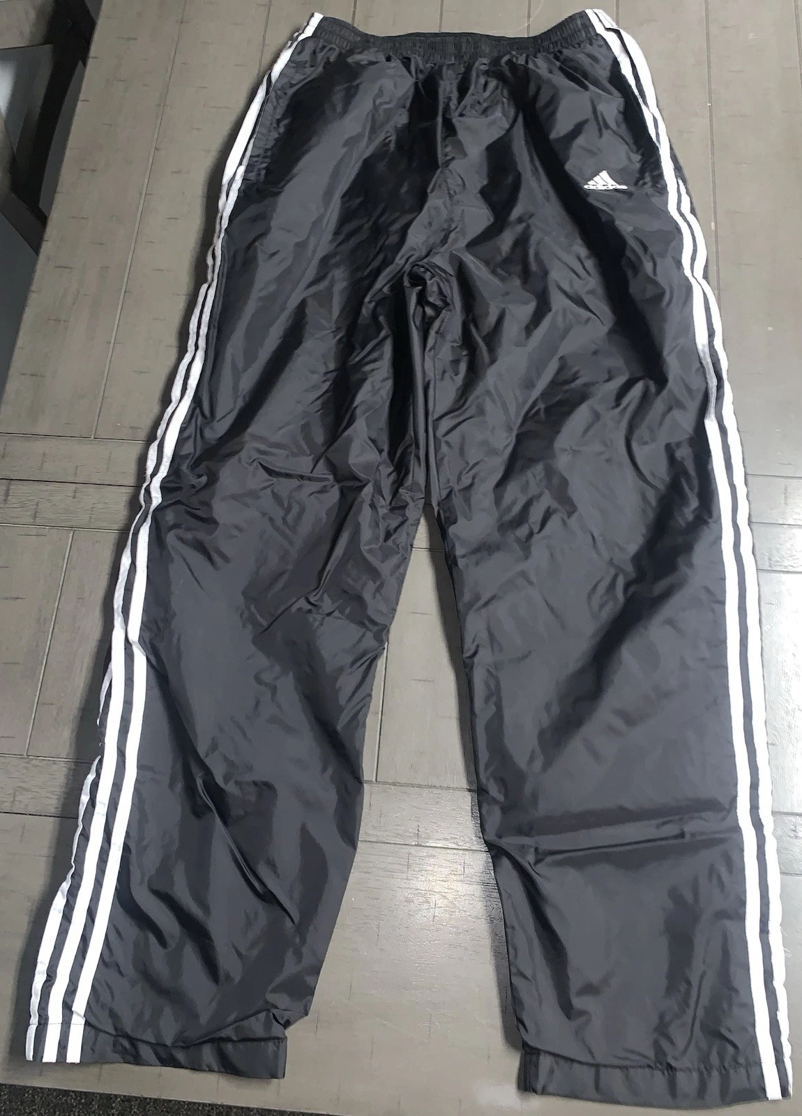 A9-Y2K LARGE ADIDAS LINED NYLON WIND ATHLETIC GYM TRACK BREAKAWAY WORKOUT PANTS