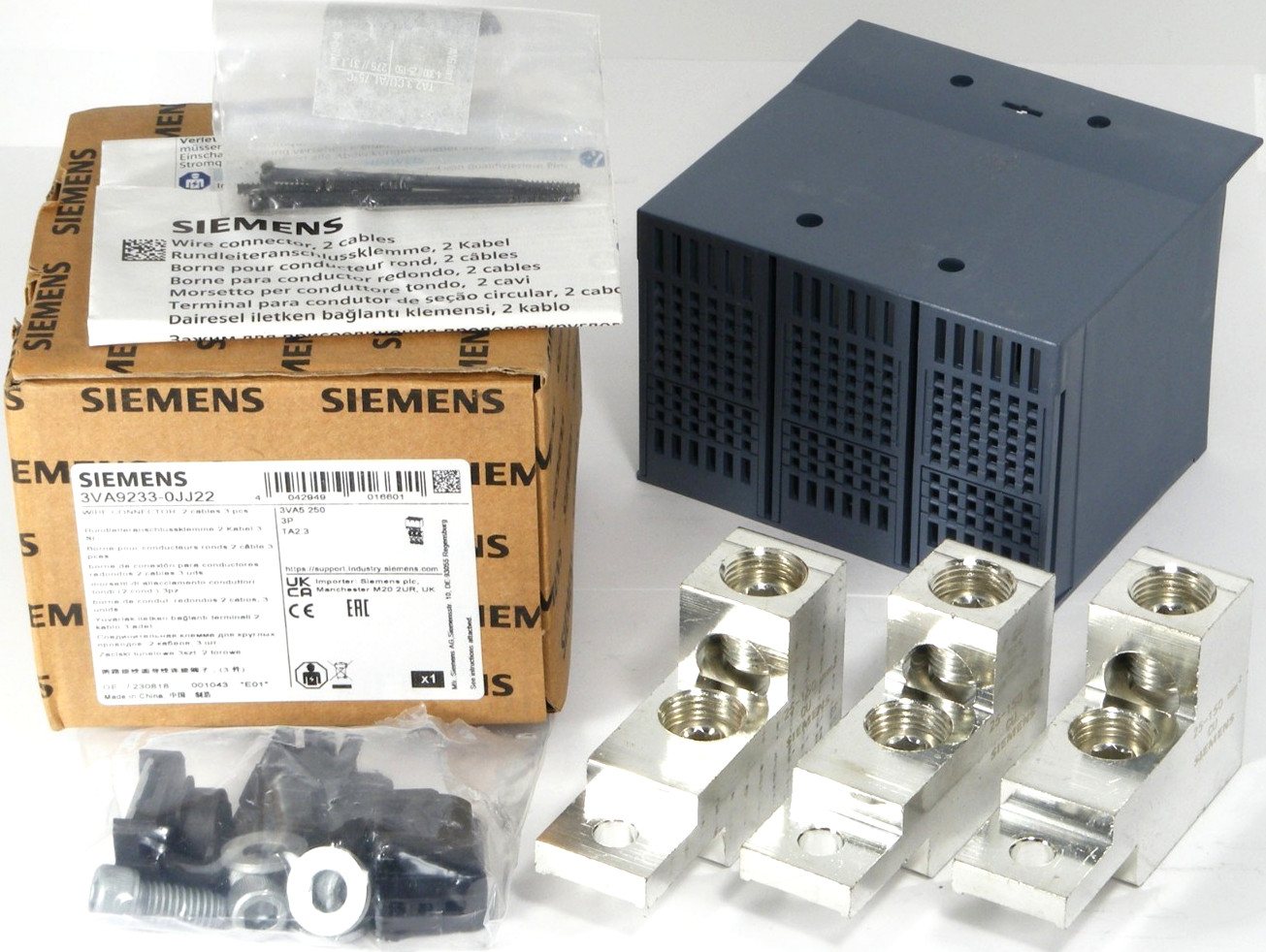 NEW SIEMENS 3VA9233-0JJ22 Breaker Lug Kit, Wire Connector TA2.3, 3VA52 3P 250A
