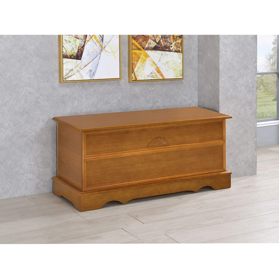Paula Traditional Solid Wood Cedar Chest Warm Brown 40" x 16" x 18.50" - Image 4 of 4