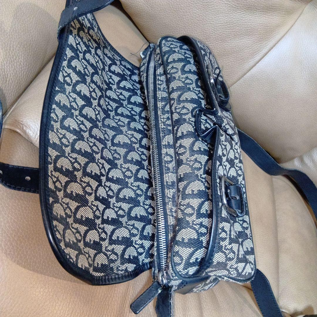 Christian Dior Shoulder Bag Canvas Leather Navy Beige From Japan Authentic thumbnail 12