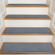 Indoor Stair Treads 15 Pack Non Slip Carpet Rugs for Wood Steps Dark Grey